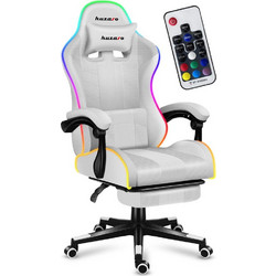 Huzaro Force 4.7 RGB Καρέκλα Gaming Δερματίνης με Υποπόδιο και RGB Λευκή