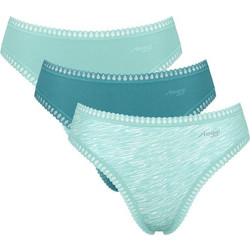 Sloggi Go Crush Βαμβακερά Ψηλόμεσα Γυναικεία Slip Τιρκουάζ 3Pack 10219672-V007