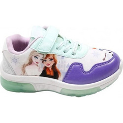Cerda Frozen Παιδικά Sneakers με Φωτάκια Πράσινο Mint Μωβ 2300006767