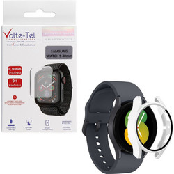 Volte-Tel Πλαστική Θήκη Tempered Glass για Samsung Galaxy Watch 5 40mm Λευκή