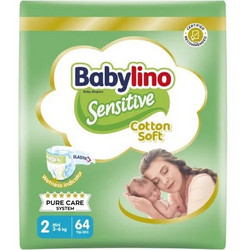 Babylino Sensitive Cotton Soft Πάνες No2 3-6kg 64τμχ