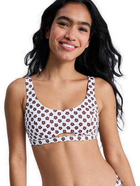 Roxy Bikini Top Μπουστάκι Floral Λευκό Καφέ ERJX305482
