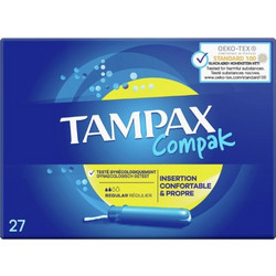 Tampax Compak Regular Ταμπόν με Απλικατέρ για Κανονική Ροή 2 Σταγόνες 27τμχ