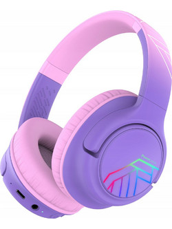 PowerLocus Bobo Kids Ασύρματα Bluetooth Παιδικά Ακουστικά Over Ear με Noise Cancelling Ροζ Μωβ