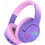 PowerLocus Bobo Kids Ασύρματα Bluetooth Παιδικά Ακουστικά Over Ear με Noise Cancelling Ροζ Μωβ