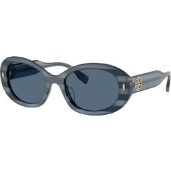Tory Burch TY7214U 317780 Γυναικεία Γυαλιά Ηλίου Οβάλ Κοκάλινα Μαύρα με Μπλε Φακό