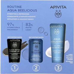 Apivita Aqua Beelicious Light Texture 40ml + Perfecting & Hydrating Toner 50ml + Black Detox Cleansing Jelly 50ml