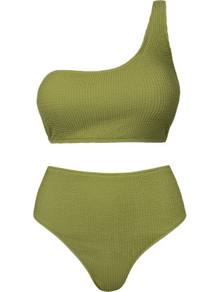 Rock Club Bikini Set με Έναν Ώμο Ψηλόμεσο Χακί BP-5006