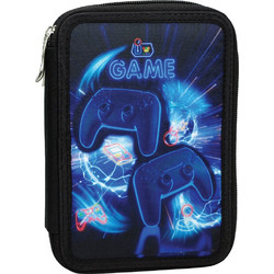Back Me UP Neon Game Κασετίνα Γεμάτη με 2 Θήκες Μαύρη Μπλε 357-26100