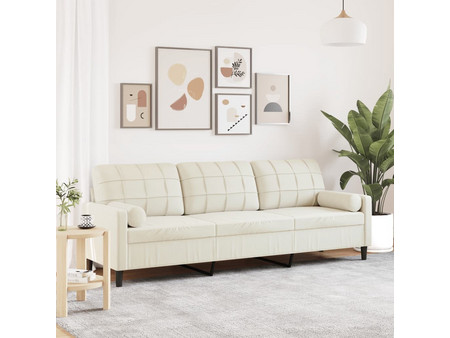 vidaXL Τριθέσιος Καναπές Βελούδινος Λευκός 226x77x80cm 3278247