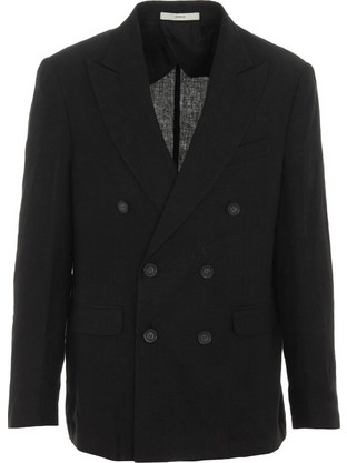 I'M BRIAN Χειμερινό Ανδρικό Blazer Σταυρωτό Υφασμάτινο με Κανονική Εφαρμογή Μαύρο GIA2828