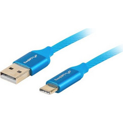 Lanberg Braided USB-A to USB-C 1.8m Blue CA-USBO-22CU-0018-BL