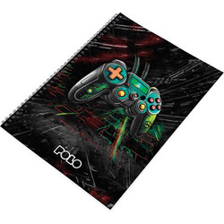 Polo Design Gaming Σπιράλ Τετράδιο Ριγέ B5 90 Φύλλων 3 Θεμάτων Μαύρο 919002-8358