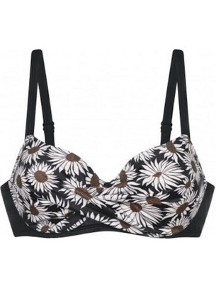 Dorina Bikini Top με Ενίσχυση Floral Μαύρο Λευκό FXBK0007M120-BK0084