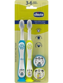 Chicco Milk Teeth Soft Παιδικές Οδοντόβουρτσες 2τμχ Μπλε Κίτρινη