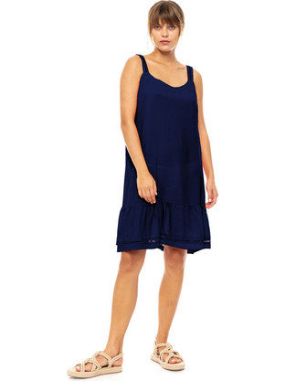 Pink Label Mini Καλοκαιρινό Καθημερινό Φόρεμα Μεταξωτό Navy Μπλε BN-291-560225