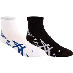 ASICS Cushion Run Quarte Ανδρικές Κάλτσες Κοντές με Σχέδια Μαύρες Λευκές 2Pack 3013A800-001