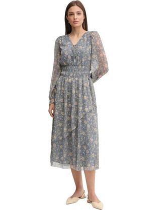 Pepe Jeans Livy Midi Βραδινό Φόρεμα Floral Γκρι PL9537692-551
