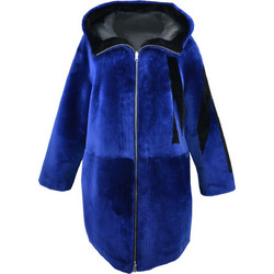Leather 100 Γυναικεία Γούνα Μακριά με Κουκούλα Royal Blue 31-W-KK-10394