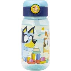 Stor Bluey Παιδικό Παγούρι Πλαστικό με Καλαμάκι Γαλάζιο 510ml