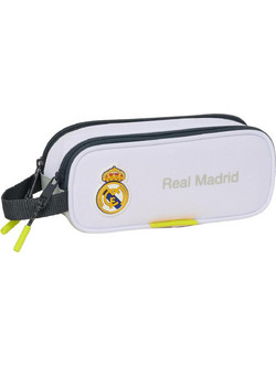 Safta CF Real Madrid Κασετίνα Βαρελάκι με 2 Θήκες Λευκή 812554513
