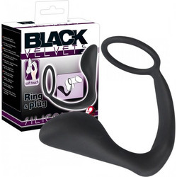 Black Velvets Ring & Plug Πρωκτική Σφήνα 8cm Μαύρη