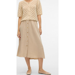 Vero Moda Μίντι Φούστα Υφασμάτινη Ψηλόμεση Μπεζ 10304134