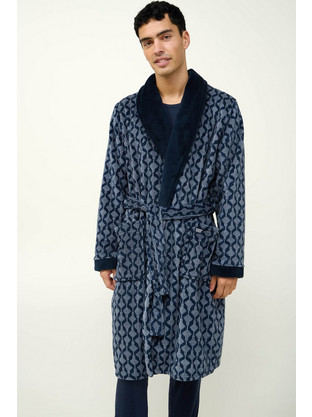 Vamp Χειμωνιάτικη Ανδρική Ρόμπα Fleece Μπλε 23781