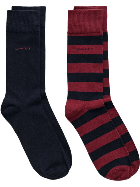 Gant Ανδρικές Κάλτσες Ψηλές με Σχέδια Navy Μπλε Μπορντό 2Pack 3G9960261-604