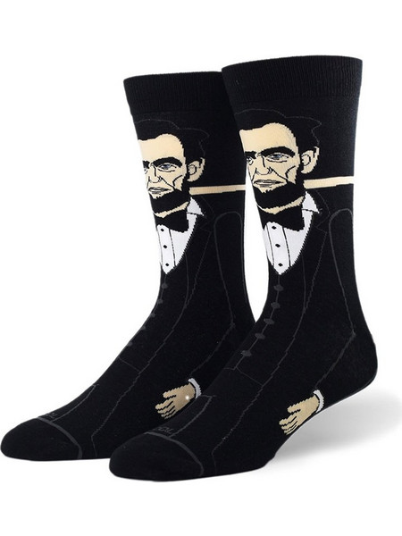 Cool Abraham Lincoln 360 Ανδρικές Κάλτσες Ψηλές με Σχέδια Μαύρες 10053MCNCD