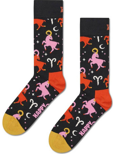 Happy Socks Aries Ανδρικές Κάλτσες Ψηλές με Σχέδια Μαύρες P003384-1000