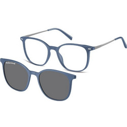 Sunoptic TRC-194B Ανδρικός Σκελετός Γυαλιών Οράσεως με Clip-On Μεταλλικός Ασημί Μπλε