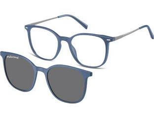 Sunoptic TRC-194B Ανδρικός Σκελετός Γυαλιών Οράσεως με Clip-On Μεταλλικός Ασημί Μπλε