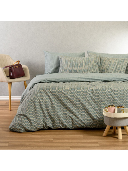 Melinen Σετ Σεντόνια King Size Βαμβακερά 260x270 Ultra Line Paris Aqua