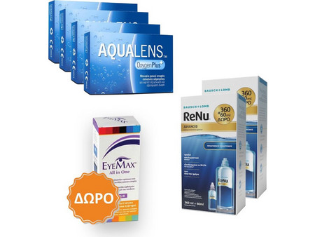 Alcon Μηνιαίοι Φακοί Επαφής 12τμχ + 2 Υγρά ReNu Advanced 360 ml + 120ml + 1 Υγρό Eyemax All In One 360ml