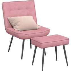 vidaXL Πολυθρόνα Relax με Υποπόδιο Βελούδινη Ροζ 4012330