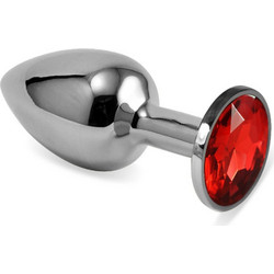 Lovetoy Rosebud Classic Small Πρωκτική Σφήνα Diamond Plug 6.8cm Ασημί Κόκκινη