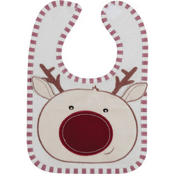 Lorelli 3D Deer Σαλιάρα Υφασμάτινη με Αυτοκόλλητο Λευκή Κόκκινη