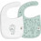 Interbaby Animalitos Σετ Αδιάβροχες Σαλιάρες από 100% Βαμβάκι με Αυτοκόλλητο Λευκή Πράσινο Mint 2τμχ