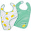 Baby To Love Happy Lemon Σετ Αδιάβροχες Σαλιάρες από 100% Βαμβάκι με Αυτοκόλλητο 6m+ Πράσινο Mint Λευκή 2τμχ