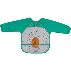Interbaby Mangas Lion Αδιάβροχη Σαλιάρα Ποδιά Πλαστική με Αυτοκόλλητο Τσέπη & Μανίκια Πράσινη