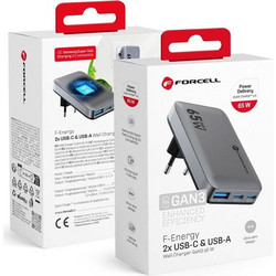 Forcell VT-47 Φορτιστής χωρίς Καλώδιο με Θύρα USB-A & 2 Θύρες USB-C 65W Quick Charge 4.0 & Power Delivery