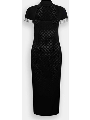 Liu Jo Midi Φόρεμα για Γάμο / Βάπτιση Πλεκτό Μαύρο CF5029MS18F