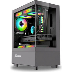 Armaggeddon Aquaron Duplex Black Gaming Micro Tower Κουτί Υπολογιστή με Πλαϊνό Παράθυρο