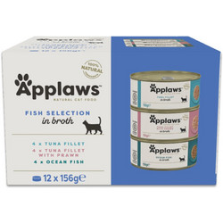 Applaws Multipack Selection Mix with Tuna, Praws & Ocean Fish in Broth 12x156gr