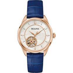 Bulova Classic Collection Sutton Γυναικείο Ρολόι Αυτόματο με Μπλε Δερμάτινο Λουράκι 97L180
