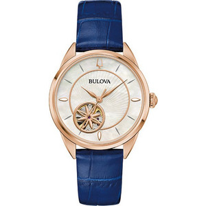 Bulova Classic Collection Sutton Γυναικείο Ρολόι Αυτόματο με Μπλε Δερμάτινο Λουράκι 97L180
