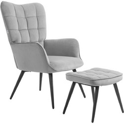 HOMCOM Πολυθρόνα Relax με Υποπόδιο Γκρι 839-854V80LG