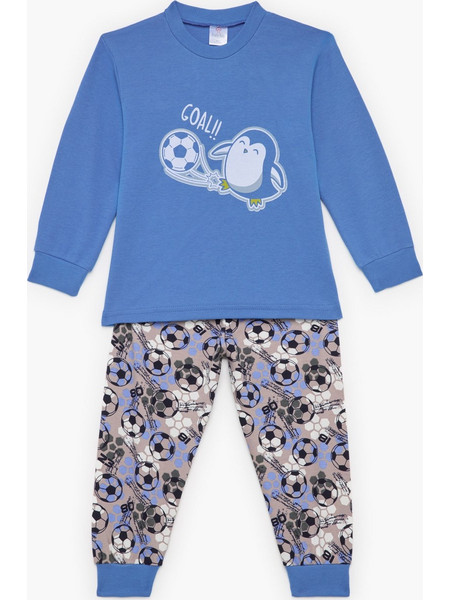 Pretty Baby Goal Παιδική Πιτζάμα Βαμβακερή Χειμωνιάτικη Γαλάζια 68203