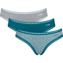 Sloggi Go Crush Mini Βαμβακερά Γυναικεία Slip με Δαντέλα 3Pack 10219682-V022